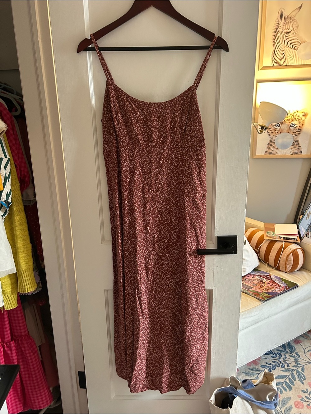 Brandy Melville Rust Floral Maxi Slip Dress